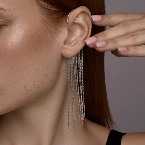 Серьги кафф 94170346 серебро Цепи