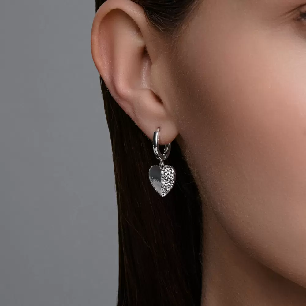 Серьги серьга одиночная 94170357 серебро Сердце