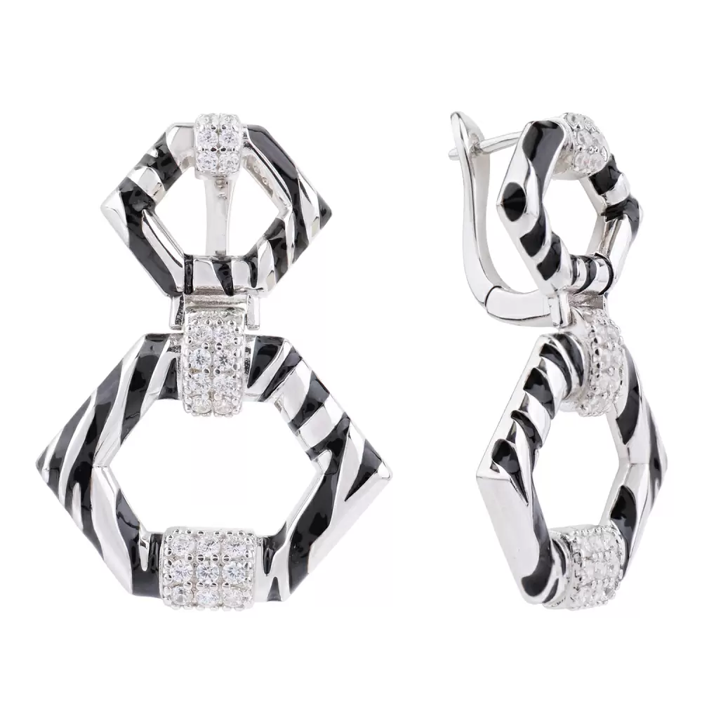 Серьги подвесные SE40144-E серебро_0