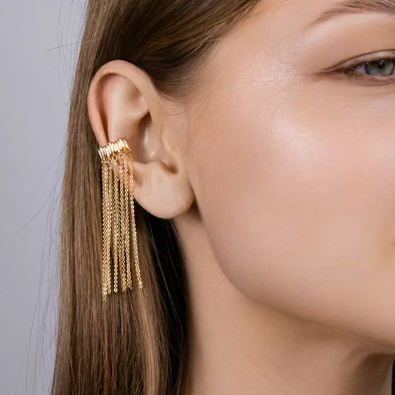 Серьги кафф 3-1749-Y ювелирный сплав Цепи_1