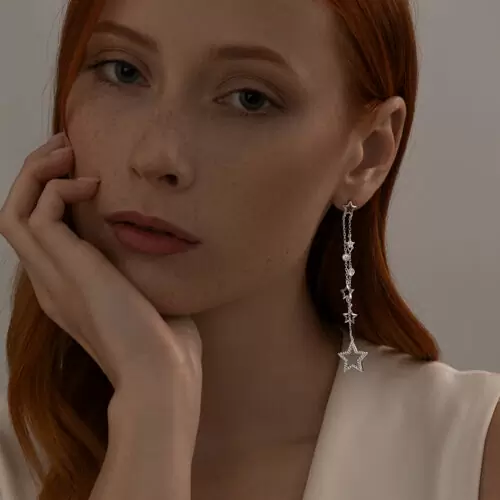 Серьги подвесные 94025894 серебро Звезда