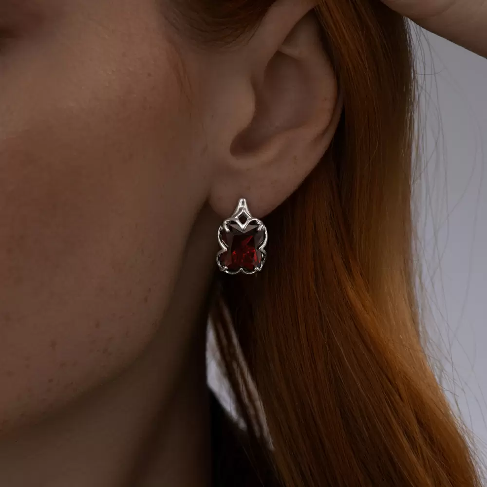 Серьги один камень 92021364 серебро_1