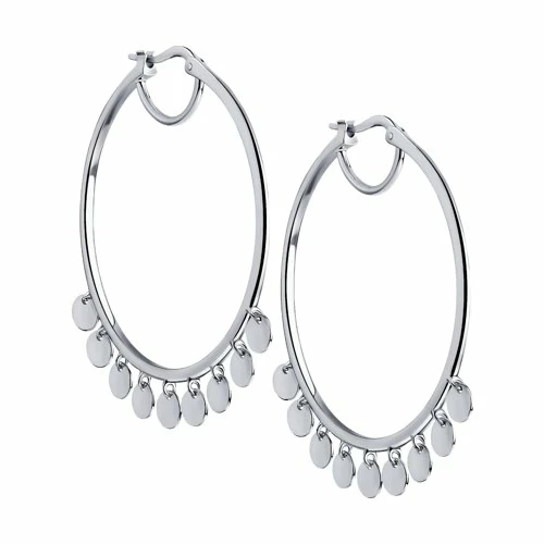 Серьги конго 94024005 серебро Медальон_0