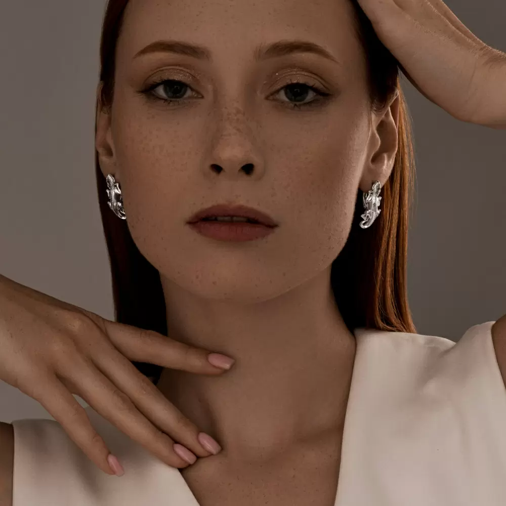 Серьги 92022603 серебро Булгари Змея
