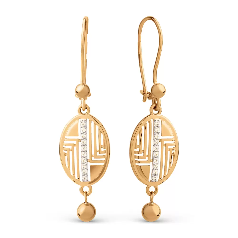 Серьги подвесные 029762-1102 золото