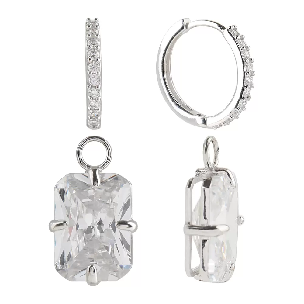 Серьги подвесные WE6173-B-W серебро