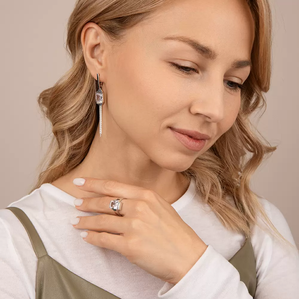 Серьги подвесные 12-679-21500 серебро