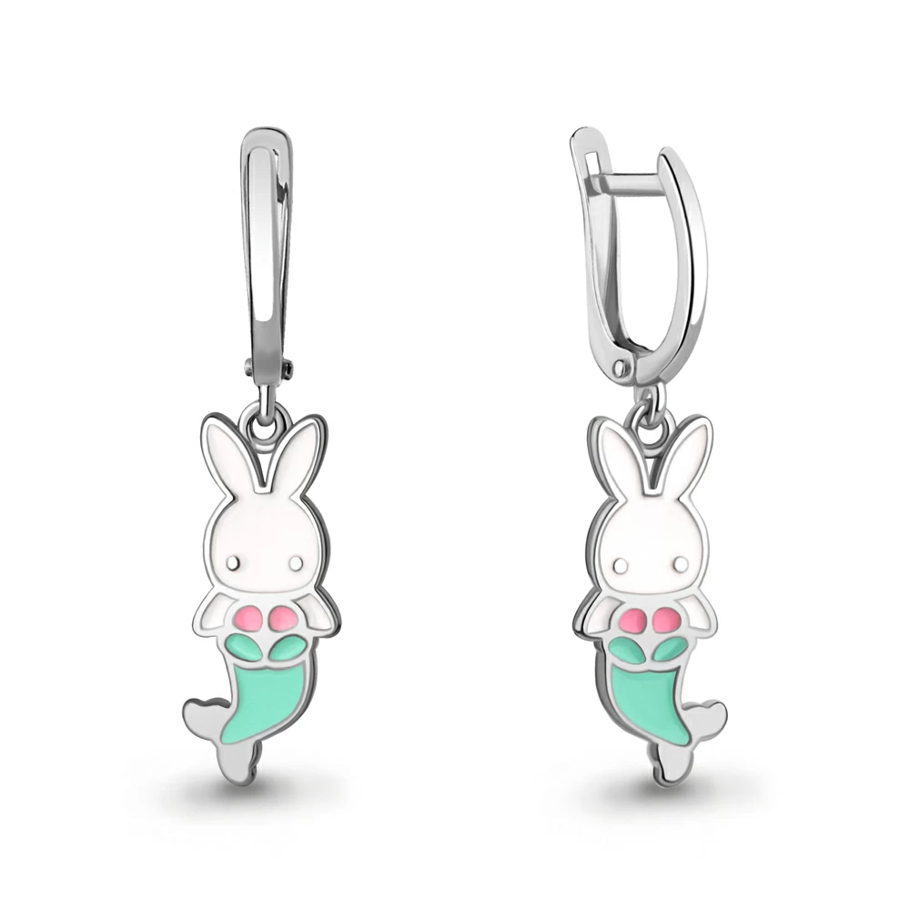 Серьги подвесные 34526.5 серебро Заяц_0