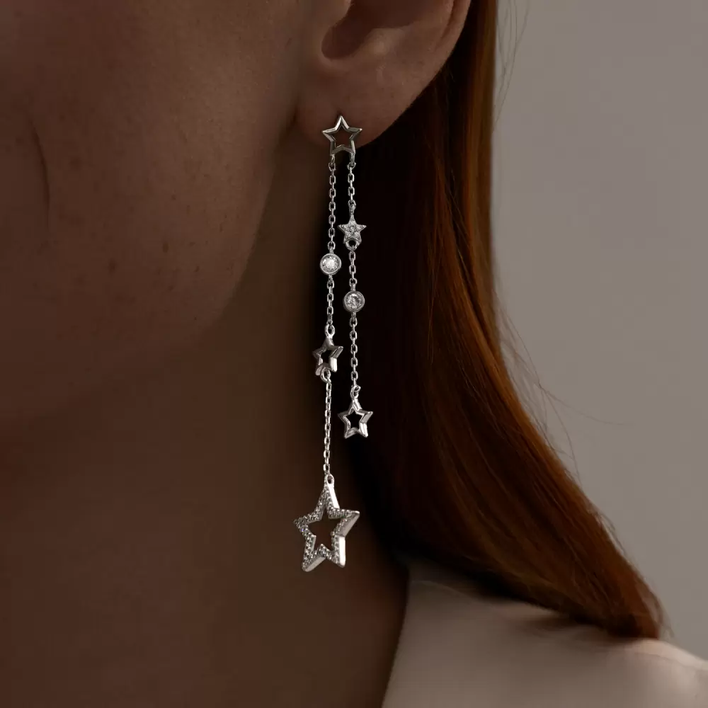 Серьги подвесные 94025894 серебро Звезда