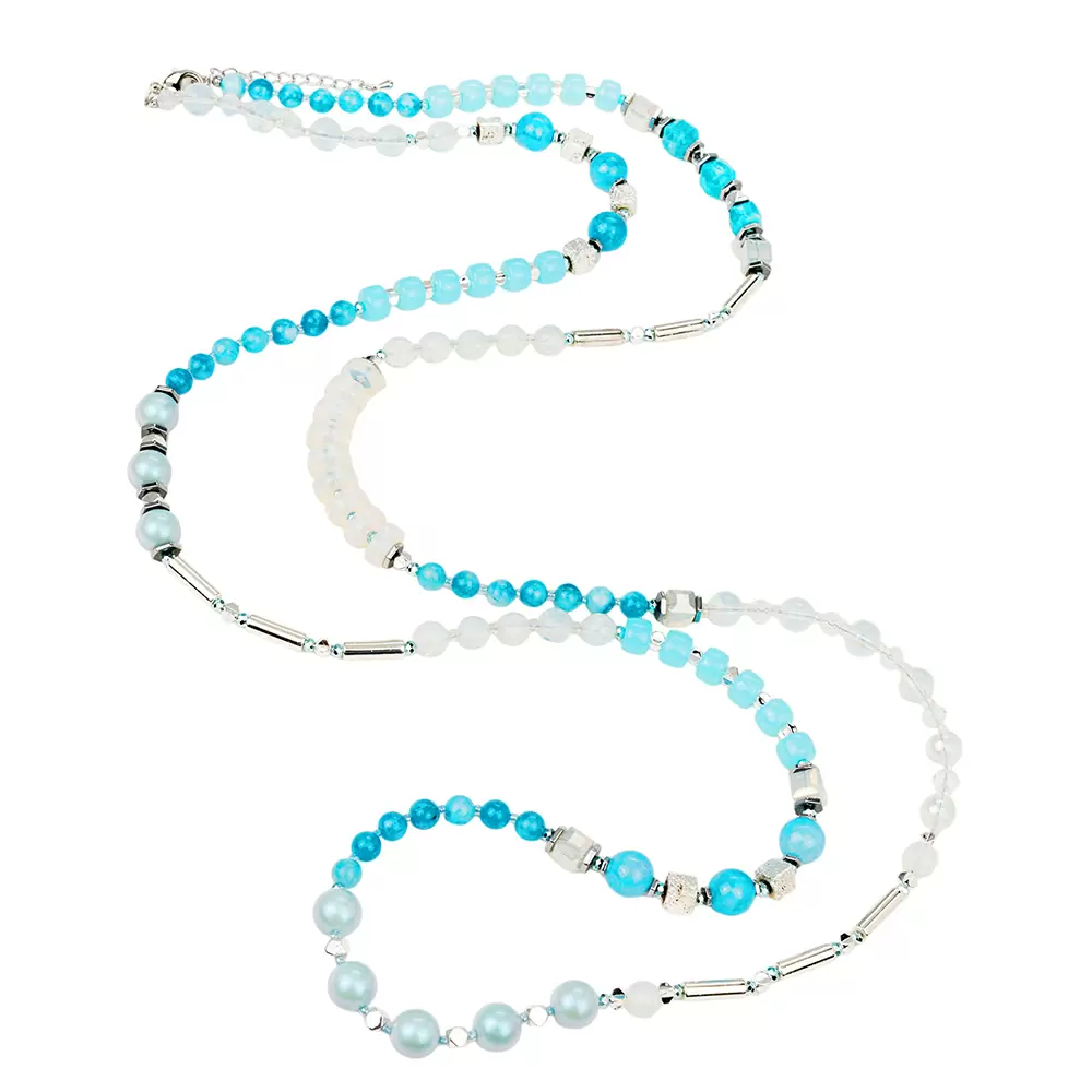Бусы т900 гол бижутерный сплав light blue