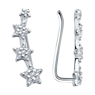 Серьги каффы 94025876 серебро Звезда