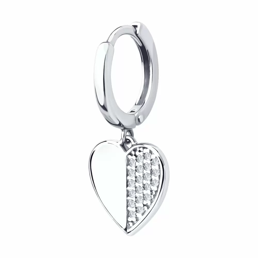 Серьги серьга одиночная 94170357 серебро Сердце