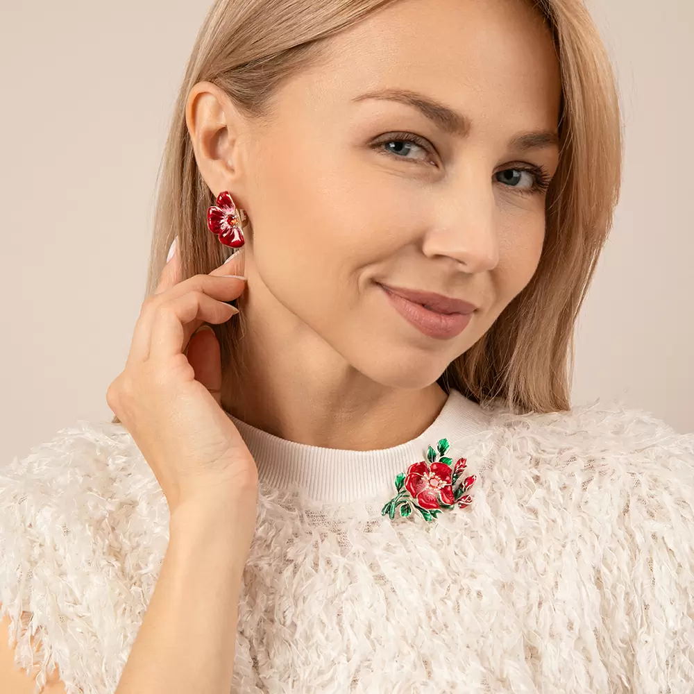 Серьги 23-058 эм.кр серебро Цветок