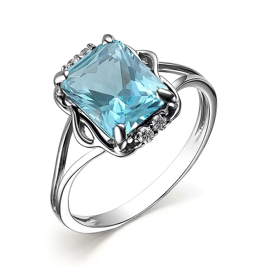 Кольцо один камень 10819с топ серебро