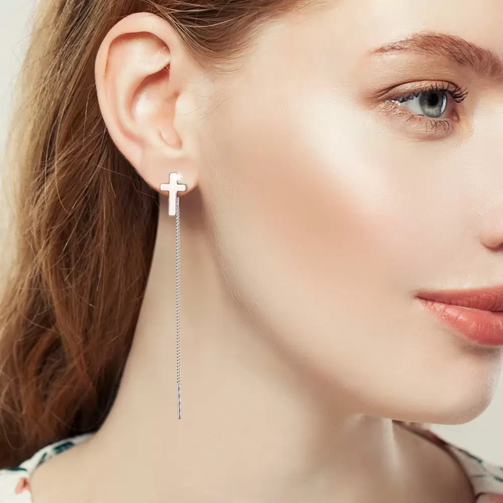 Серьги продевки 33783.2 золото Крест_1