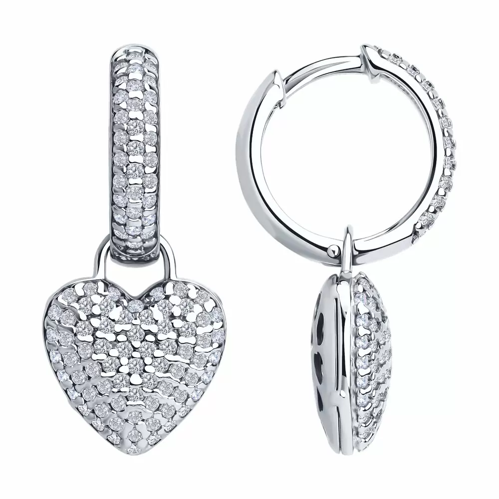 Серьги подвесные 94026803 серебро Сердце_0