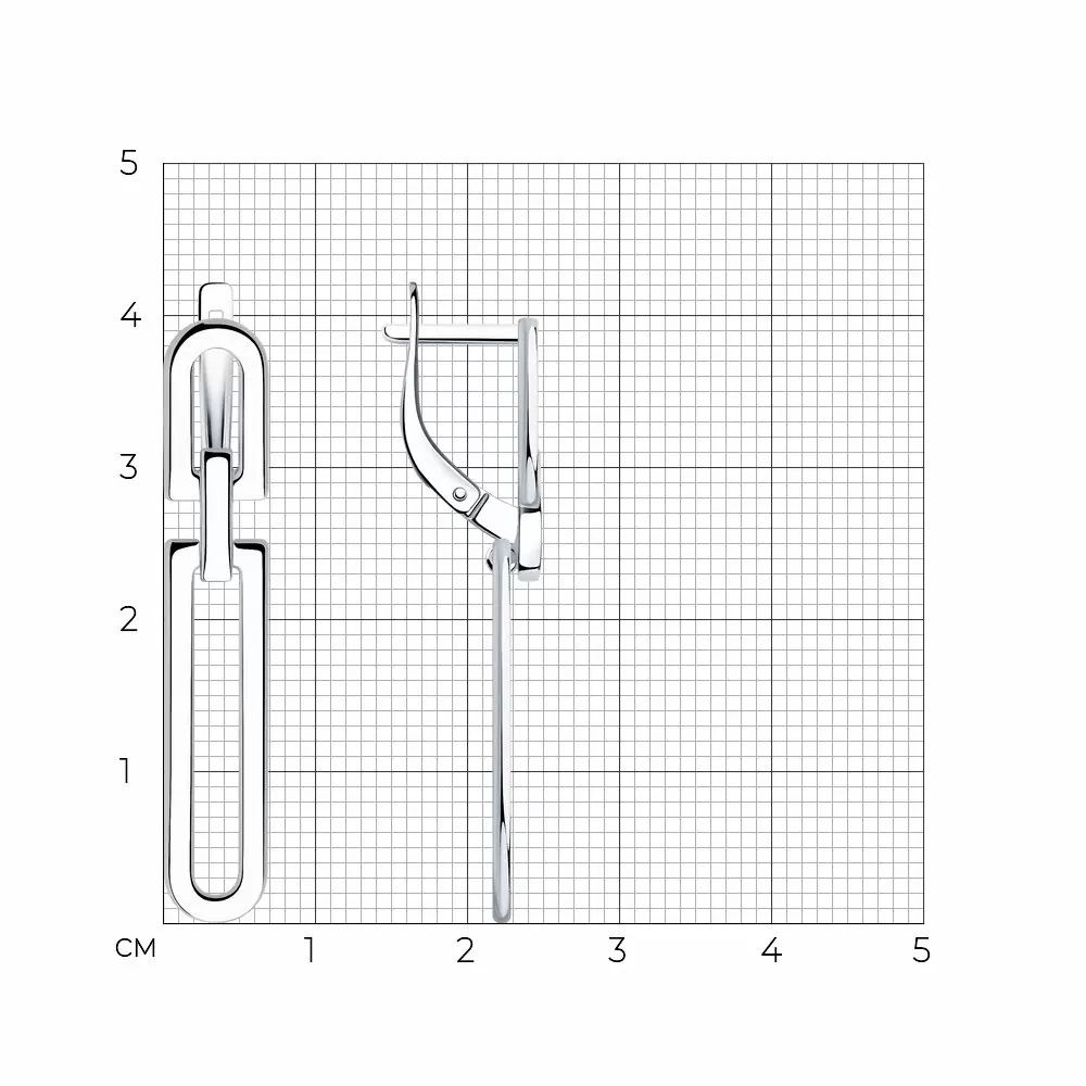 Серьги подвесные 94025643 серебро Геометрия_1