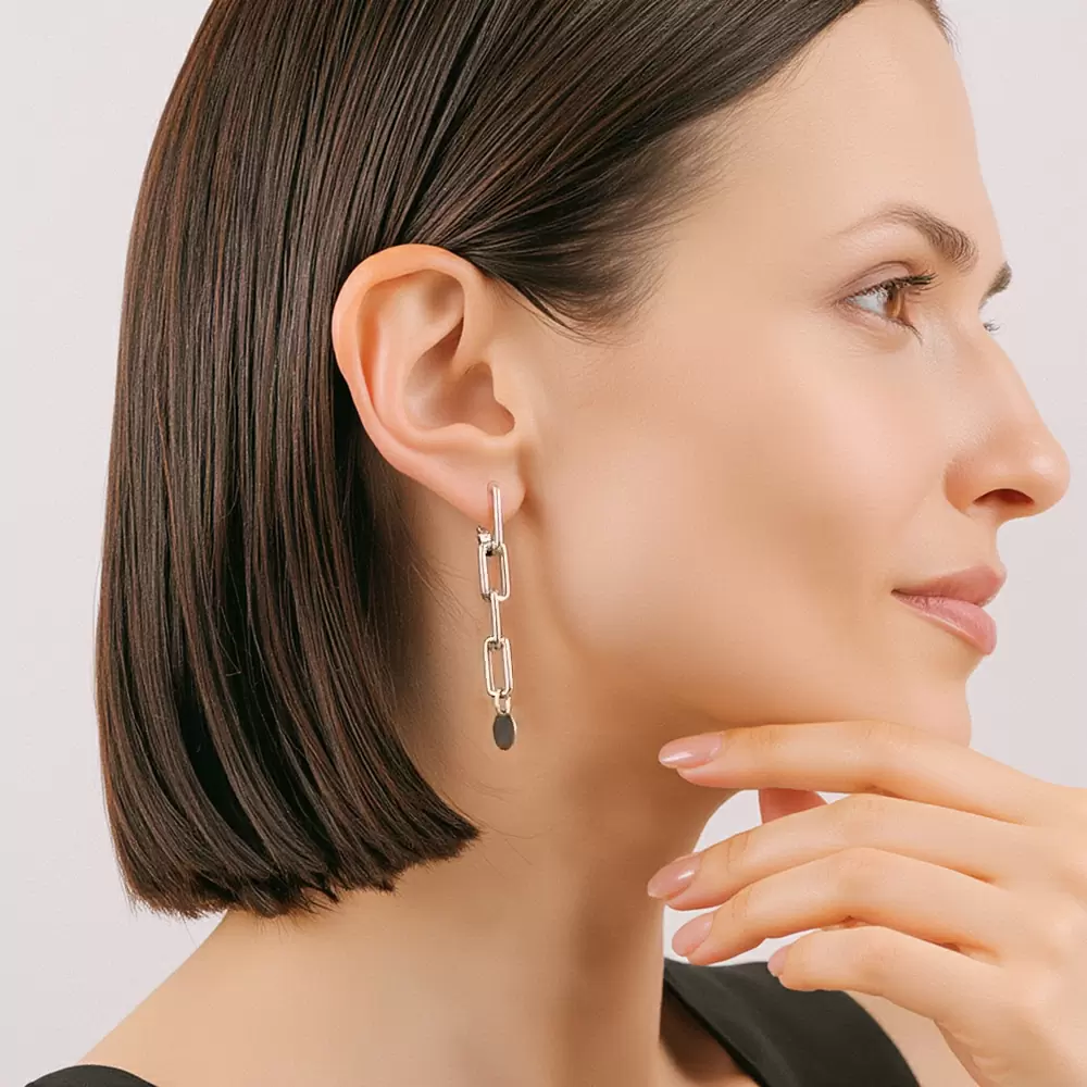 Серьги подвесные 94024347 серебро Звенья_1