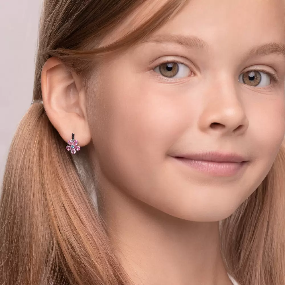 Серьги 94023517 серебро Цветок