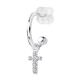 Серьги серьга одиночная 94170136 серебро Крест_0