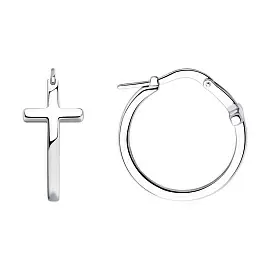 Серьги конго 94025300 серебро Крест_0