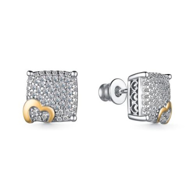 Серьги пусеты 02-3978.00КЦ-18 серебро Сердце