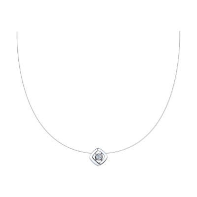 Подвеска на леске квадрат 94070273 серебро