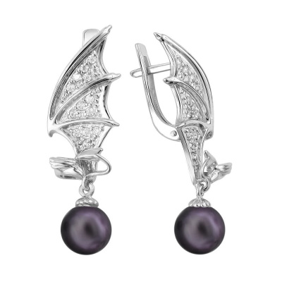 Серьги подвесные 52205S2 серебро Летучая мышь