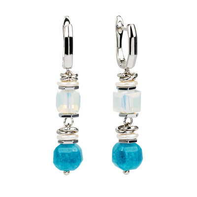 Серьги подвесные ш50 гол ювелирный сплав light blue