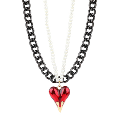 Колье многоярусное SS25-06.1 ювелирный сплав Сердце
