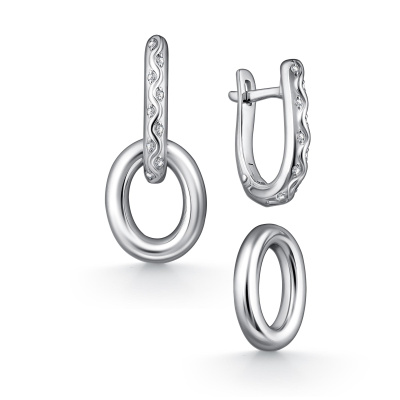 Серьги подвесные 02-4949.00КЦ-00 серебро