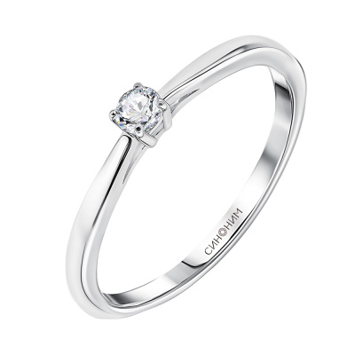 Кольцо один камень 191-026010 серебро